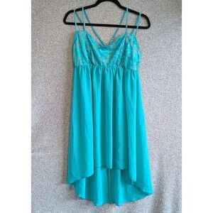 Cacique Women's Size 14/16 Turquoise Lace Sheer Babydoll Chemise Nightgown